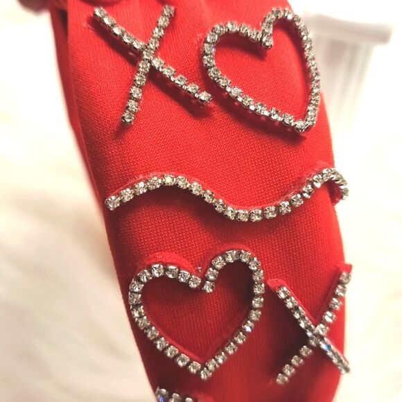 New XOXO Red LOVE rhinestone headband - Picture 4 of 8